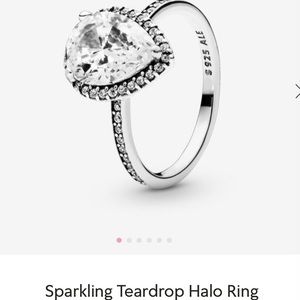 Authentic Pandora sparkling halo teardrop ring